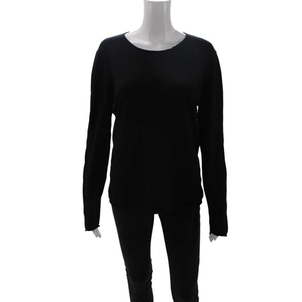 Zadig Unisex Black 100% Merino Wool Skull Pullover Sweater Round Neck Size L
